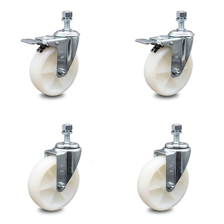 Service Caster 5 Inch Nylon Wheel Swivel 12mm Threaded Stem Caster Total Lock Brakes, 2PK SCC-TSTTL20S514-NYS-M1215-2-S-2